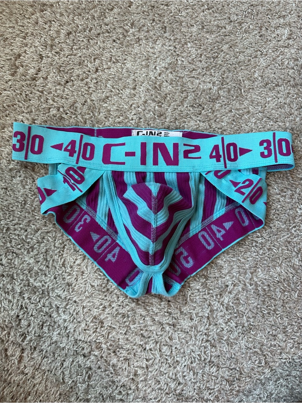 C-IN2 Turquoise & Magenta Striped brief